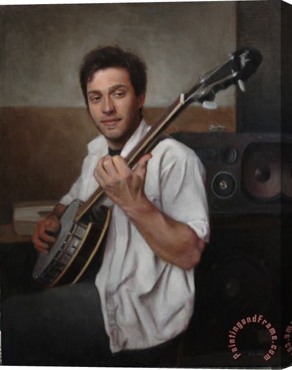 Shaun Downey Peter Plays The Banjo Stretched Canvas Print / Canvas Art