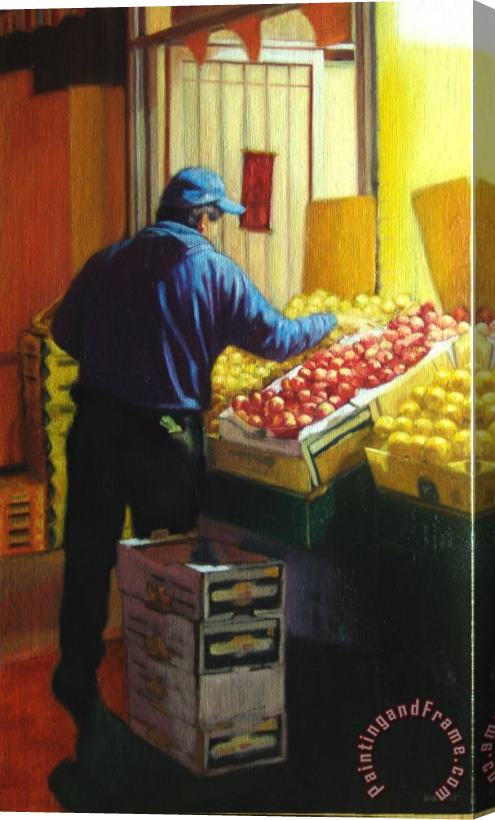 Shaun Downey The Fruit Man Stretched Canvas Print / Canvas Art
