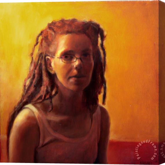 Shaun Downey Woman with Red Glasses Stretched Canvas Painting / Canvas Art