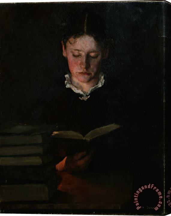 Signe Scheel Woman reading Stretched Canvas Print / Canvas Art
