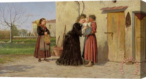 Silvestro Lega Visiting The Wet Nurse Stretched Canvas Painting / Canvas Art