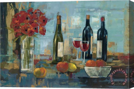 Silvia Vassileva Fruit And Wine Stretched Canvas Painting / Canvas Art