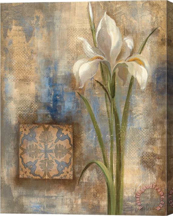 Silvia Vassileva Iris And Tile Stretched Canvas Painting / Canvas Art