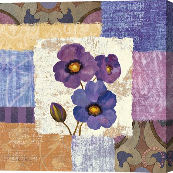 Silvia Vassileva Tiled Poppies II Purple Stretched Canvas Painting / Canvas Art
