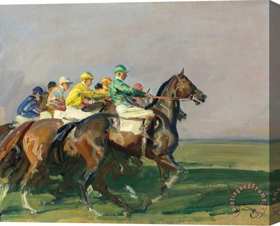 Sir Alfred James Munnings A Start at Newmarket Stretched Canvas Print / Canvas Art