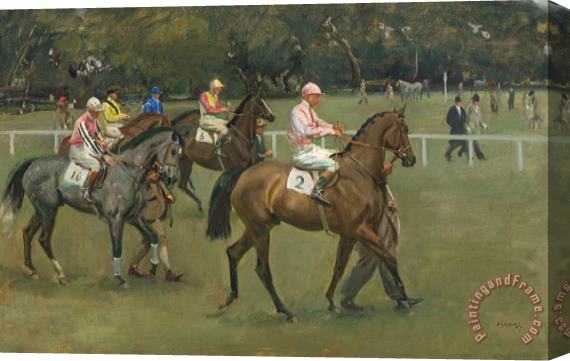 Sir Alfred James Munnings Going Out at Kempton Stretched Canvas Print / Canvas Art