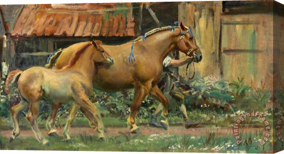 Sir Alfred James Munnings Mare And Foal Belonging to Colonel Guy Blewitt, 1936 Stretched Canvas Print / Canvas Art