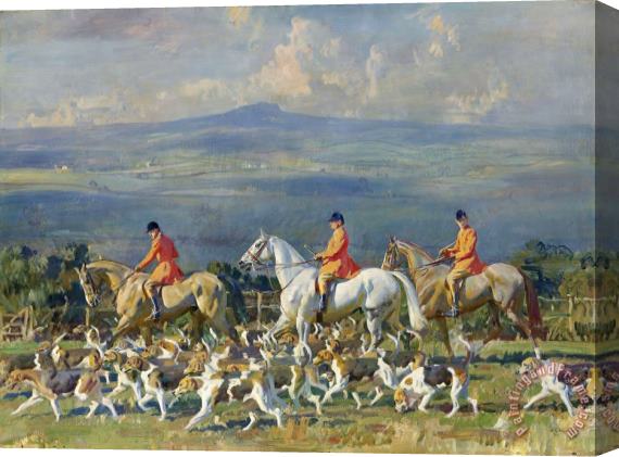 Sir Alfred James Munnings The Bramham Moor Hounds at Weeton Whin Stretched Canvas Print / Canvas Art