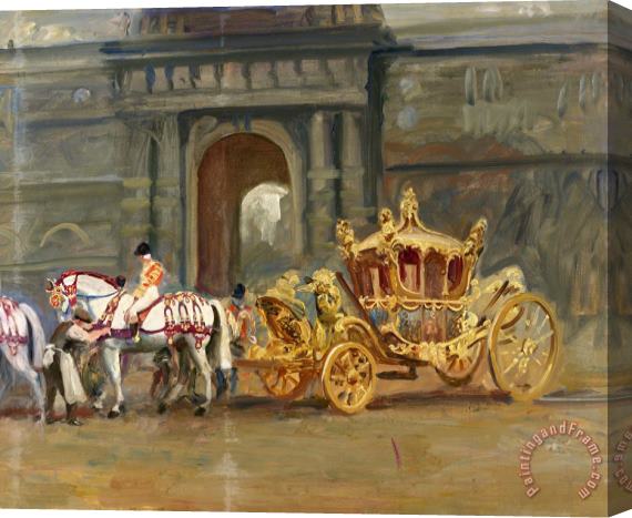Sir Alfred James Munnings The Gold State Coach at The Royal Mews Stretched Canvas Painting / Canvas Art