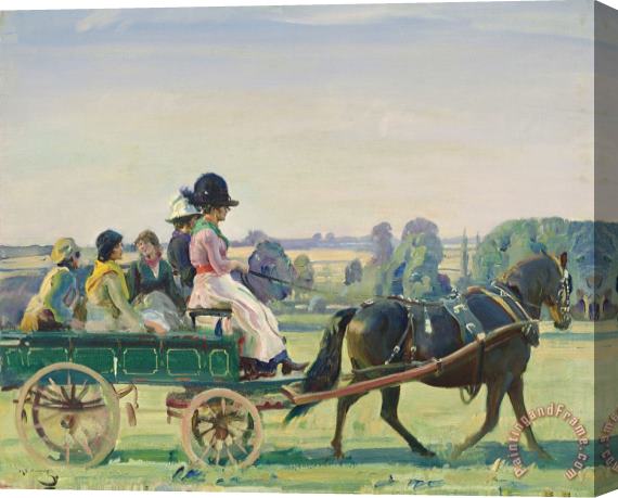 Sir Alfred James Munnings The Green Waggon Stretched Canvas Print / Canvas Art