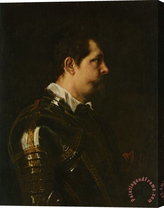 Sir Antony Van Dyck Portrait of a Military Commander Bust Length in Profile in Damascened Armour with White Collar And Red Sash Stretched Canvas Print / Canvas Art