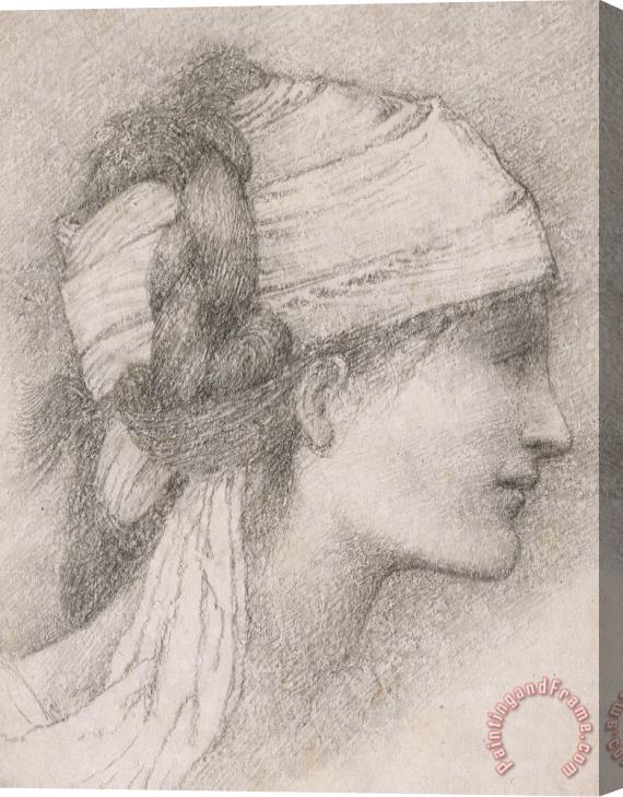 Sir Edward Coley Burne-Jones Study Of A Female Head To The Right Stretched Canvas Painting / Canvas Art