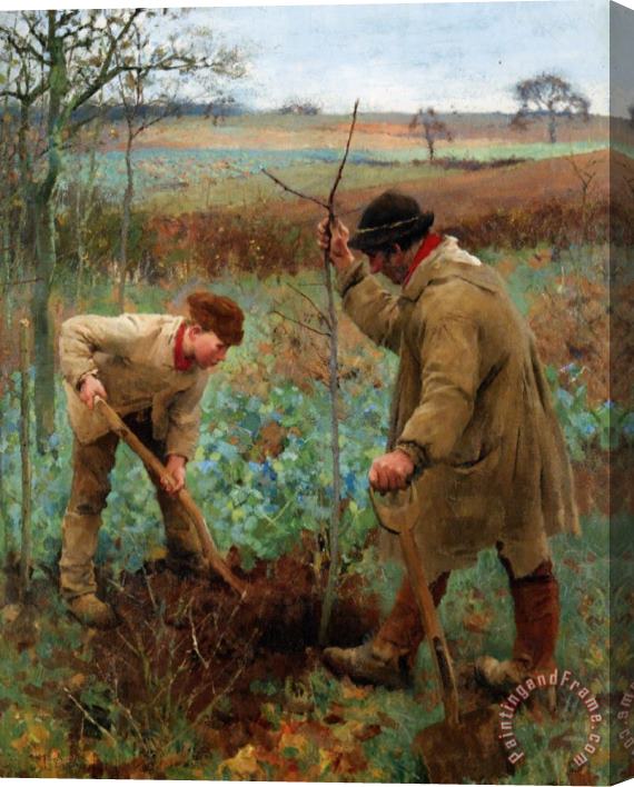 Sir George Clausen Planting a Tree Stretched Canvas Painting / Canvas Art
