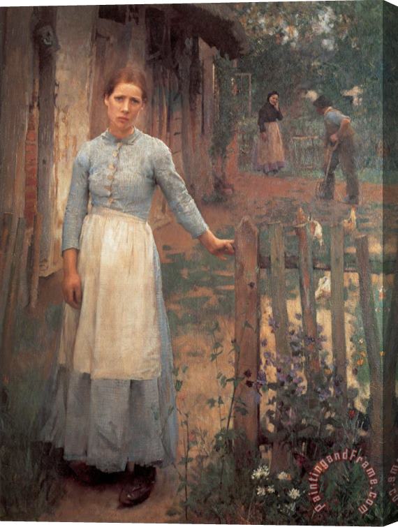 Sir George Clausen The Girl at The Gate Stretched Canvas Print / Canvas Art