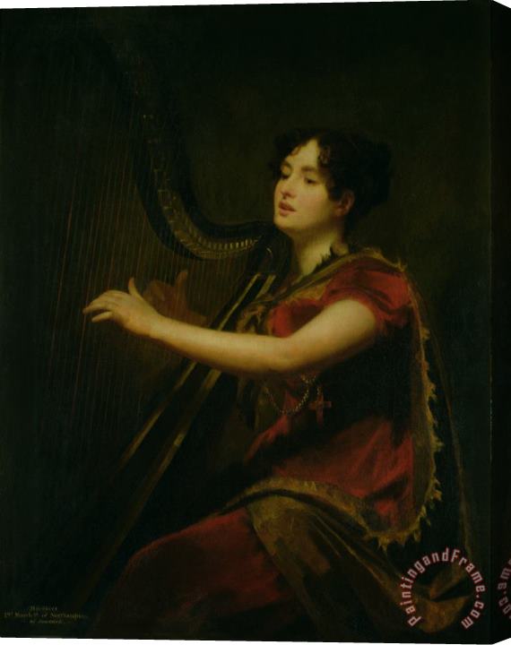 Sir Henry Raeburn The Marchioness of Northampton Playing a Harp Stretched Canvas Painting / Canvas Art