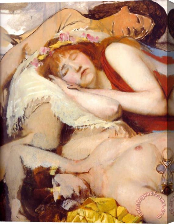 Sir Lawrence Alma-Tadema Exhausted Maenides After The Dance Stretched Canvas Print / Canvas Art