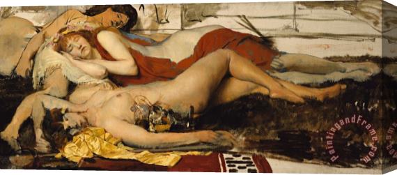 Sir Lawrence Alma-Tadema Exhausted Maenides Stretched Canvas Print / Canvas Art