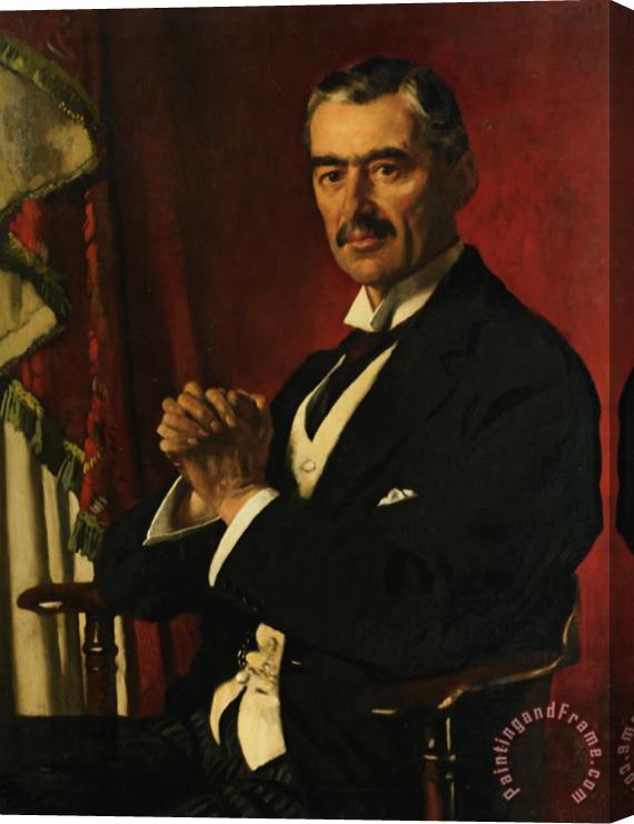 Sir William Newenham Montague Orpen Portrait of Neville Chamberlain Stretched Canvas Painting / Canvas Art