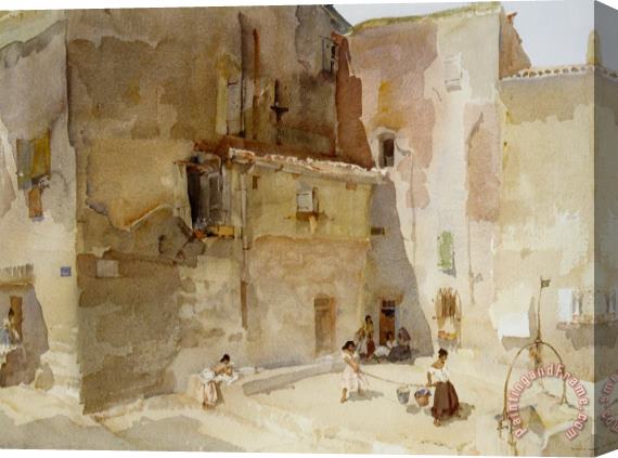 Sir William Russell Flint A Sunlit Square Languedoc Stretched Canvas Print / Canvas Art