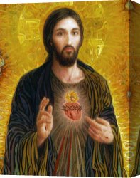 Edna Smith in a Japanese Wrap Canvas Prints - Sacred Heart of Jesus by Smith Catholic Art