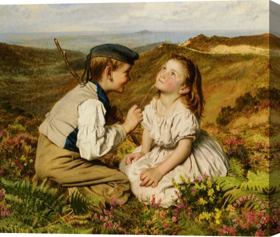 Sophie Gengembre Anderson Its Touch And Go to Laugh Or No Stretched Canvas Painting / Canvas Art
