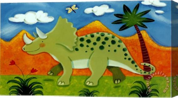 Sophie Harding Timmy The Triceratops Stretched Canvas Print / Canvas Art