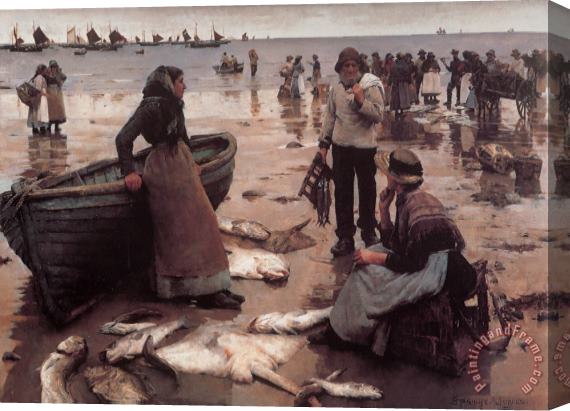 Stanhope Alexander Forbes A Fish Sale on a Cornish Beach Stretched Canvas Print / Canvas Art