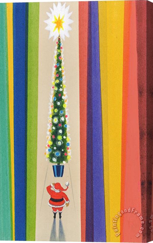 Stanley Cooke Santa's Christmas Tree Stretched Canvas Painting / Canvas Art
