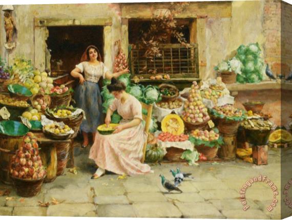 Stefano Novo Fruit Sellers Stretched Canvas Print / Canvas Art