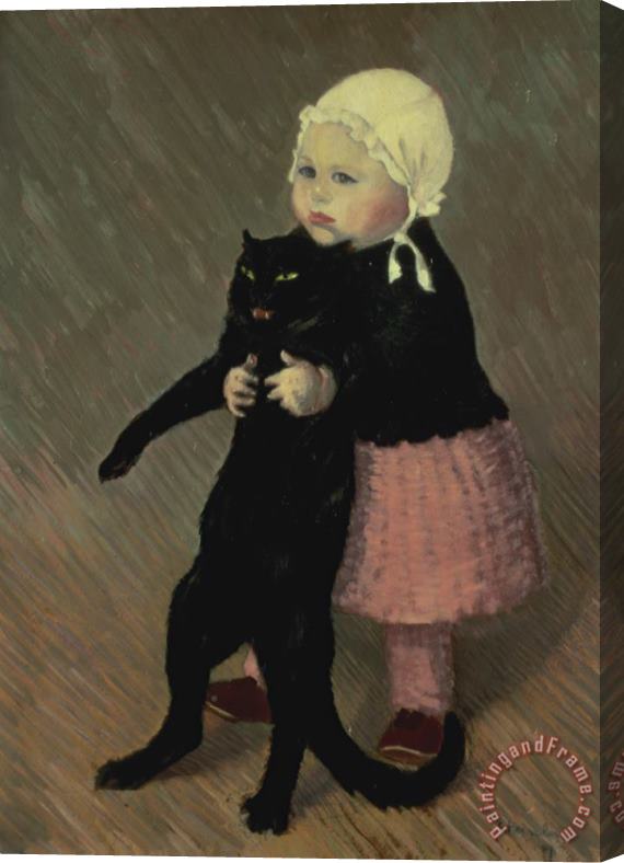 TA Steinlen A Small Girl with a Cat Stretched Canvas Print / Canvas Art