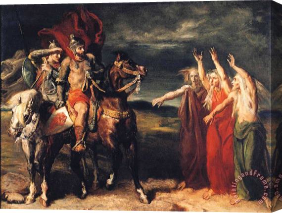Theodore Chasseriau Macbeth And Banquo Encountering The Three Witches on The Heath Stretched Canvas Painting / Canvas Art
