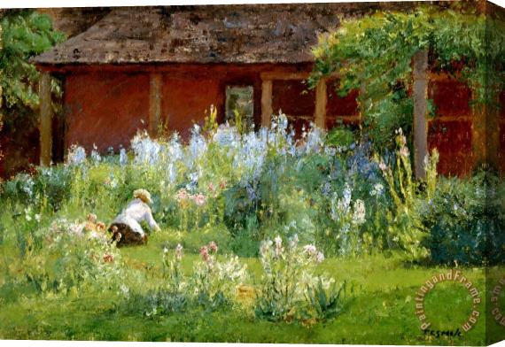 Theodore Clement Steele Selma in The Garden Stretched Canvas Painting / Canvas Art