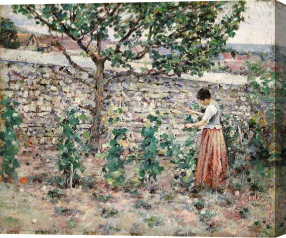 Theodore Robinson In The Garden Stretched Canvas Print / Canvas Art