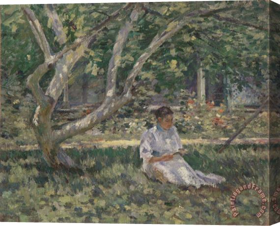 Theodore Robinson Nettie Reading Stretched Canvas Painting / Canvas Art