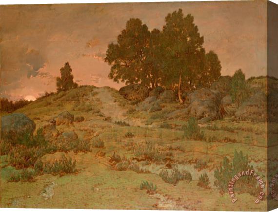 Theodore Rousseau Sunset on The Hills of Jean De Paris Stretched Canvas Painting / Canvas Art