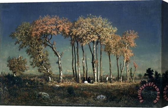 Theodore Rousseau Under The Birches, Evening Stretched Canvas Painting / Canvas Art