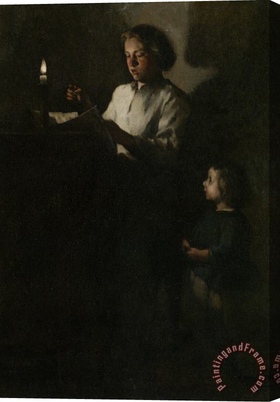 Theodule Augustine Ribot Reading by Candlelight Stretched Canvas Print / Canvas Art