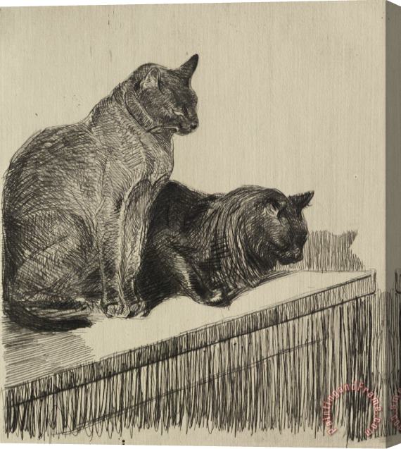 Theophile Alexandre Steinlen Deux Chats Sur Un Meuble Stretched Canvas Print / Canvas Art