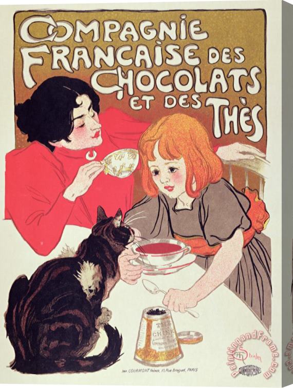 Theophile Alexandre Steinlen Poster Advertising The Compagnie Francaise Des Chocolats Et Des Thes Stretched Canvas Print / Canvas Art