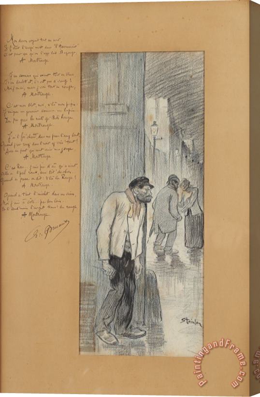 Theophile Alexandre Steinlen Study for Illustration in The Journal Gil Blas Illustre Stretched Canvas Print / Canvas Art