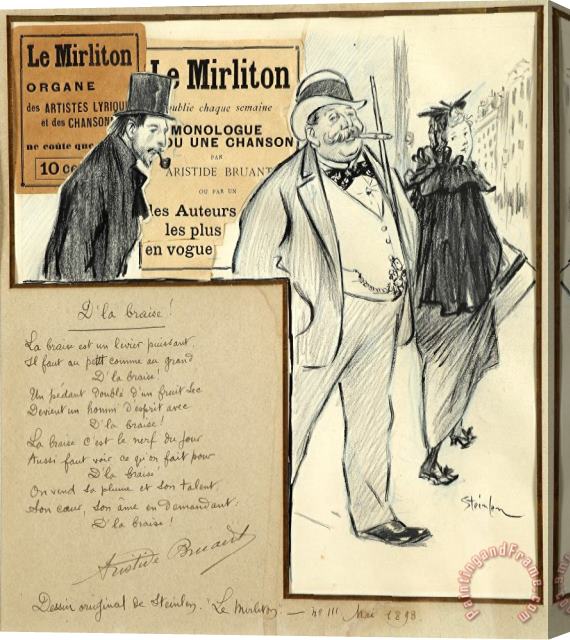 Theophile Alexandre Steinlen Study for The Cover of The Journal Le Mirliton (the Kazoo) Stretched Canvas Print / Canvas Art