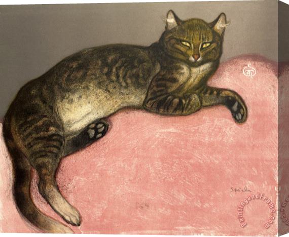 Theophile Alexandre Steinlen Winter Cat on a Cushion (l'hiver, Chat Sur Un Coussin) Stretched Canvas Painting / Canvas Art