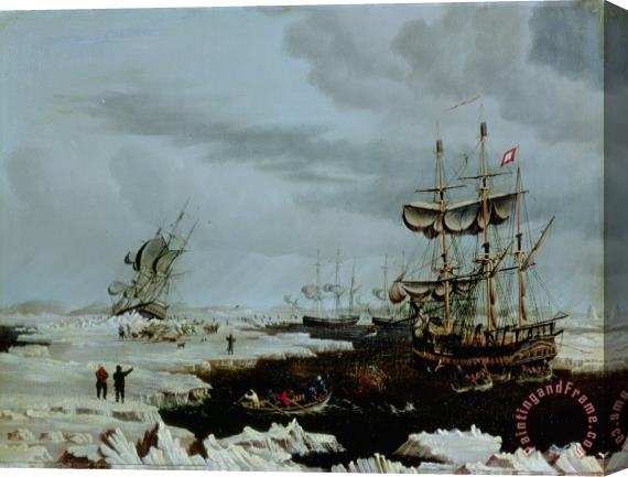 Thomas A Binks Hull Whalers in the Arctic Stretched Canvas Print / Canvas Art