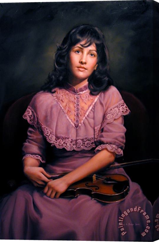 Thomas Baker Kathleen with a Violin Stretched Canvas Painting / Canvas Art