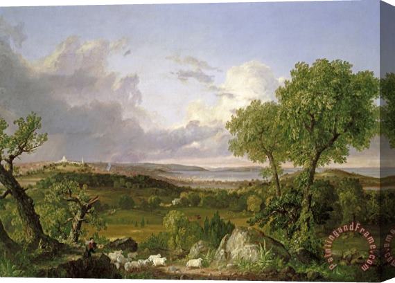 Thomas Cole View of Boston Stretched Canvas Painting / Canvas Art