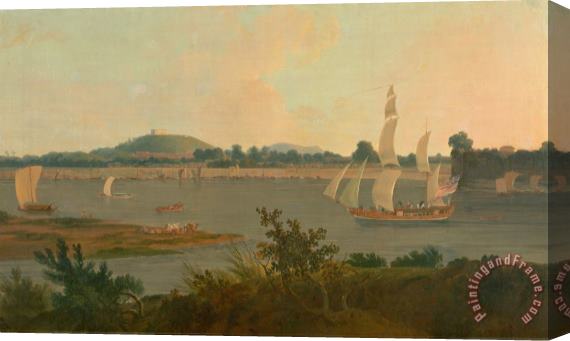 Thomas Daniell Pinnace Sailing Down The Ganges Past Monghyr Fort Stretched Canvas Print / Canvas Art