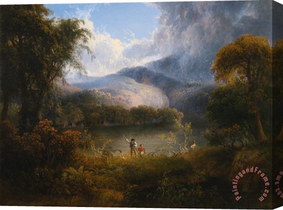 Thomas Doughty Hunters with a Dog in a Landscape Stretched Canvas Print / Canvas Art
