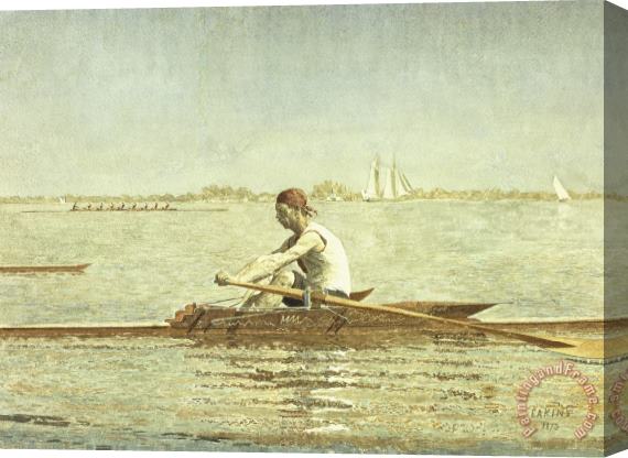 Thomas Eakins John Biglin in a Single Scull Stretched Canvas Painting / Canvas Art
