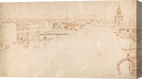 Thomas Girtin Sketch for The Eidometropolis Panorama, Great Surrey Street And Christchurch, Southwark Stretched Canvas Print / Canvas Art