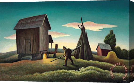 Thomas Hart Benton Night Firing of Tobacco, 1943 Stretched Canvas Painting / Canvas Art